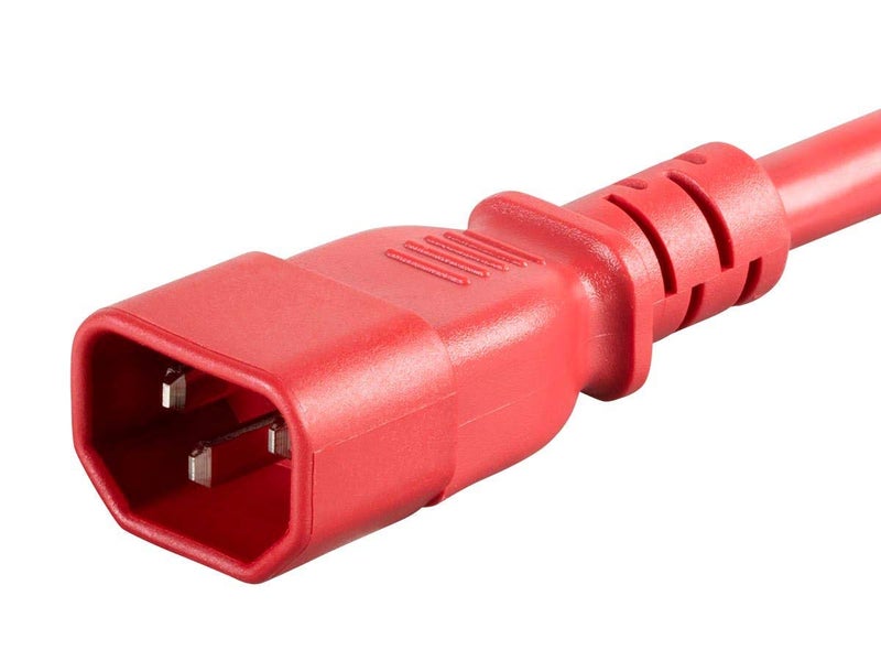 Monoprice Heavy Duty Power Cable - IEC 60320 C14 to IEC 60320 C15, 15 Amp, 1875 Watt, SJT, 125 Volt, 14AWG, 3 Feet, Red - Image 5
